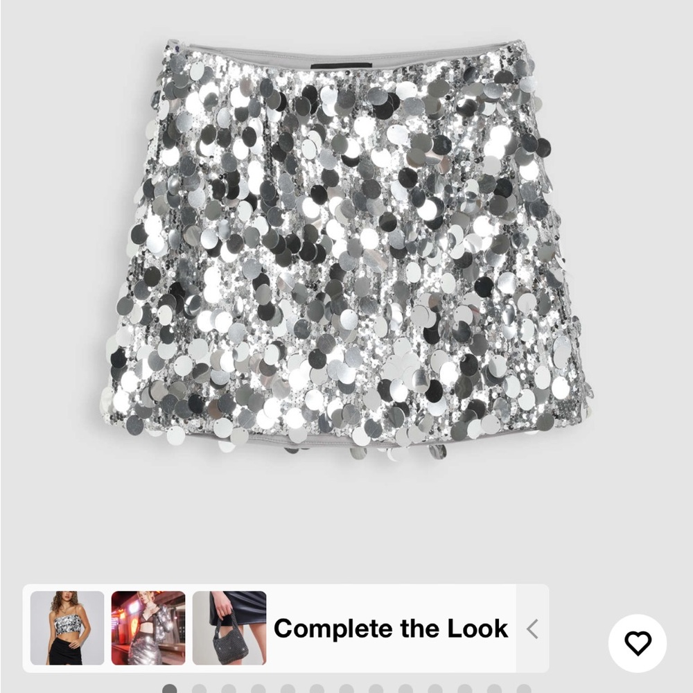 Silver Sequin Mini Skirt